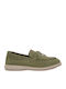 Leather Women's Loafers in Green Color