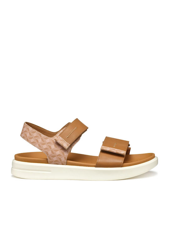 Leder Flache Sandalen für Damen mit Riemen Flatforms in Braun Farbe