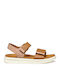 Leder Flache Sandalen für Damen mit Riemen Flatforms in Braun Farbe