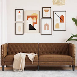 Chesterfield Canapea Cu Trei Locuri Din Piele Ecologică 194x74.5x70.5cm