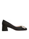 Leder Pumps mit mittelhohem Absatz Schwarz
