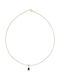 Halskette 14K Goldverschluss Weiße Perlen 14K Goldanhänger Blauer Topas F126095bt