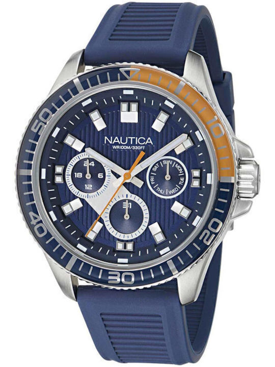 Nautica Men's Watch Battery with Blue Rubber Strap