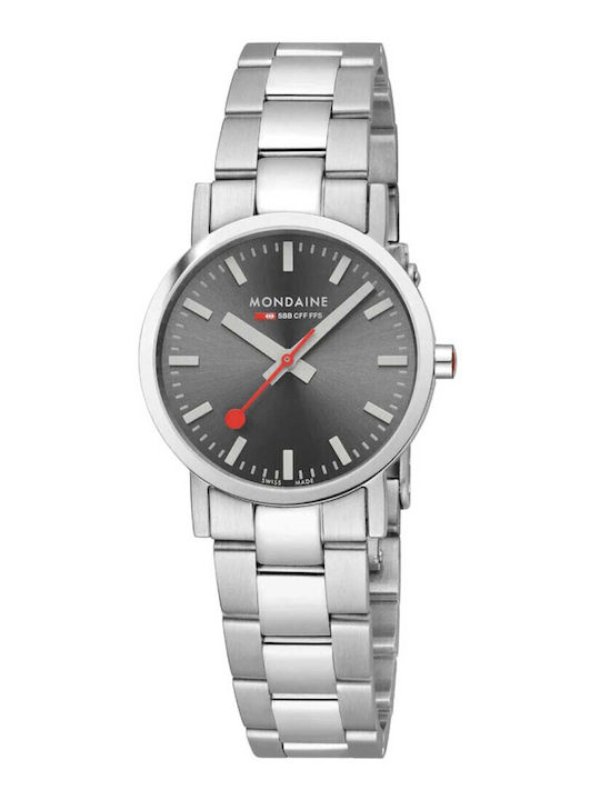Mondaine Γυναικείο Ρολόι 30mm Μπαταρίας με Ασημί Μεταλλικό Μπρασελέ
