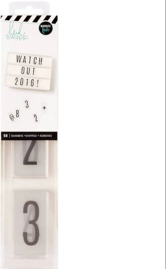 Lightbox 50/pkg-αριθμοί Μαύρο Λευκό Φόντο 7x3.8cm