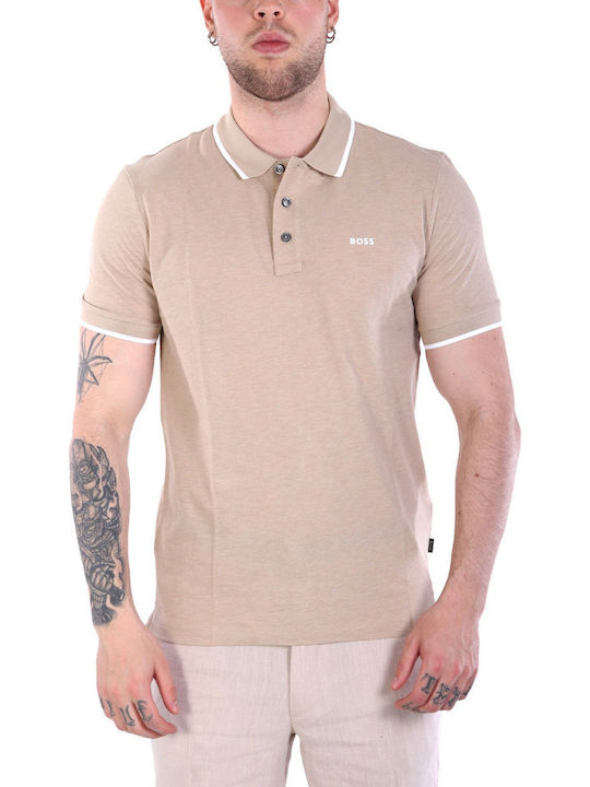 Boss Parlay Polo Short Sleeve Blouse White, Beige