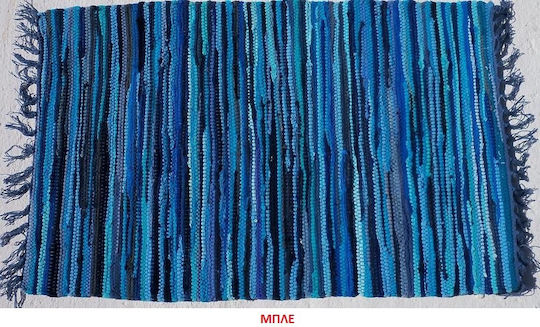 Chios Hellas Teppich Rechteckig Baumwolle mit Fransen Blue