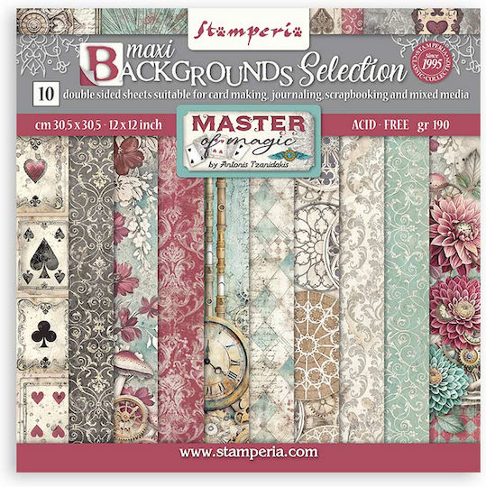 Scrapbooking Papers 10pcs 30.5×30.5cm Stamperia Master Magic Backgrounds