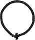 Black Waxed Prayer Rope Bracelet Black Beads