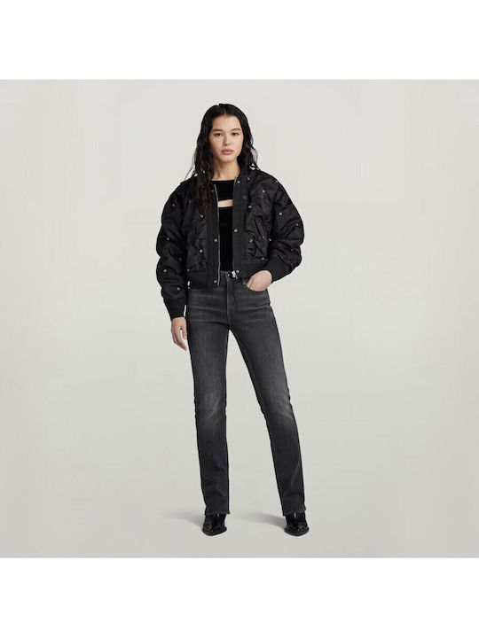 Crop Γυναικείο Bomber Jacket Μαύρο