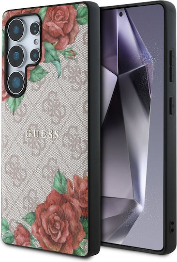 Guess Flowers Umschlag Rückseite Leder Rosa (Galaxy S25 Ultra,Samsung S25 Ultra)