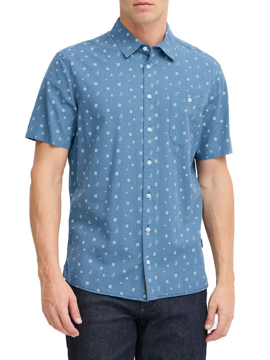 Short-sleeved Cotton Shirt Blue