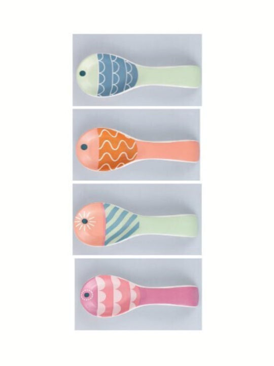 Pește Platou de Servire Oval Ceramică Multicoloră 25x9buc 4buc