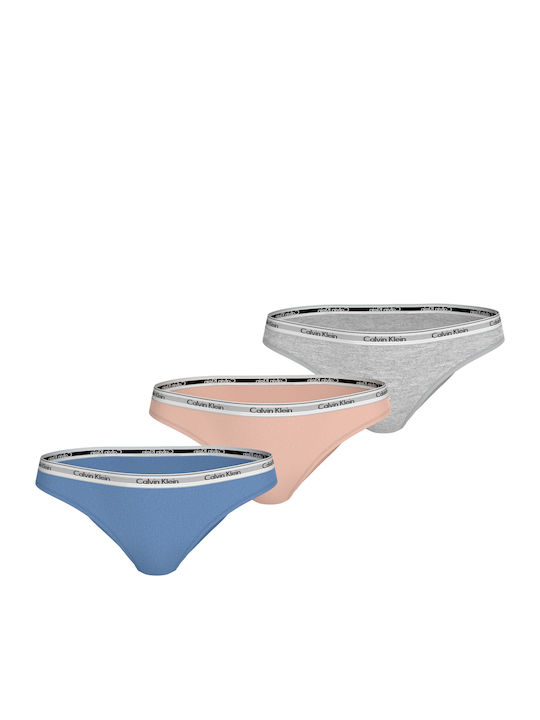 Calvin Klein Βαμβακερά Women's String 3Pack Mul...