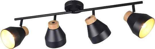 Trio Lighting Σποτ με 4 Φώτα σε Μαύρο Χρώμα