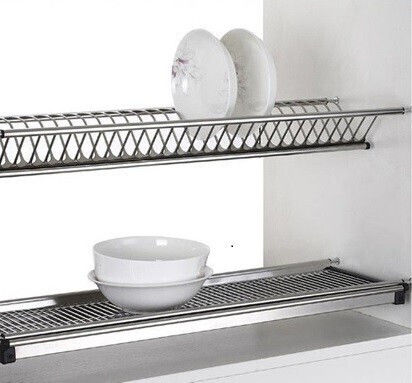 Πιατοθήκη Ντουλαπιού Inox 80εκ. Ασημί
