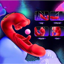 Vibrator Unic cu Lins și Sucțiune Roșu