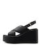 Women's Leather Platform Shoes Black