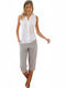Jadea Summer Women's Pyjama Set White-brown