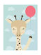 Παιδικό Κάδρο Giraffe Pink Balloon 21x30εκ.