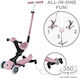 Globber Kids Scooter Foldable Go•Up Deluxe Lights Ecologic 3-Wheel with Seat Pink