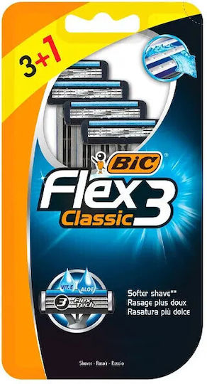 BIC Flex 3 Classic Razoare de unică folosință cu 3 lame și bandă lubrifiantă 4buc