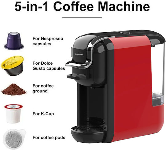 Schneider Pod Coffee Machine Pressure 19bar Red
