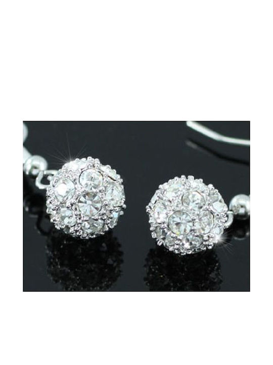 Позлатени обеци с кристали Swarovski в бяло Alexa, дължина 3 см, с кука, размер на топчето 1.1 см, титаниеви обеци, идеални за чувствителни уши