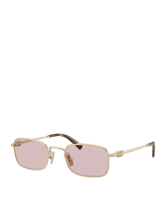 Miu Miu Unisex Γυαλιά Ηλίου με Χρυσό Μεταλλικό Σκελετό και Ροζ Φακό