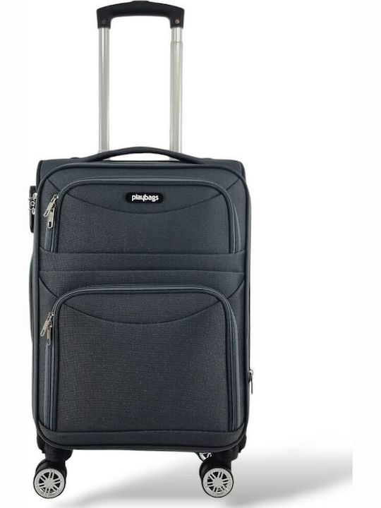 Playbags Βαλίτσα Ταξιδίου Καμπίνας Υφασμάτινη Γκρι με 4 Ρόδες Ύψους 56εκ.