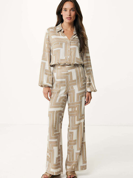 Women's High-waisted Fabric Trousers in Relaxed Fit Multicolor