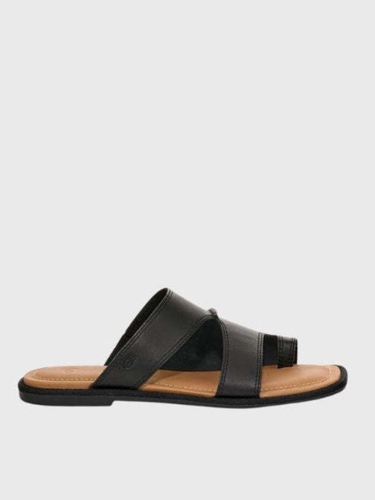 Ugg Australia Leather Women's Flat Sandals in Black Color 1167452