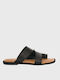 Leather Women's Flat Sandals in Black Color
