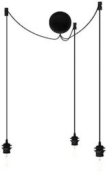 Pendant Light Suspension 3xE27 Sphere Fabric Cable Cannonball Umage 4092 Black