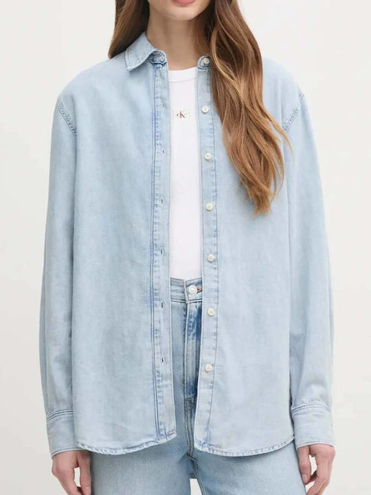 Langärmelig Damen Denim Hemd Light Denim