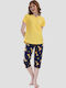 Vienetta Secret Sommer Damen Pyjama-Set Yellow