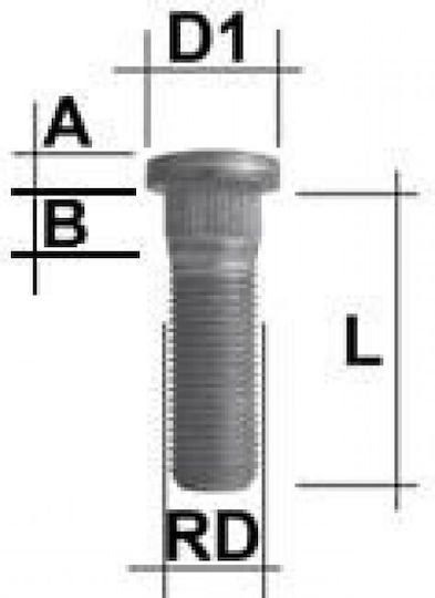 Μπουζόνι Τροχού M14x1,5 Πολύσφηνο:14 9mm Μήκος 50mm M1415re50a