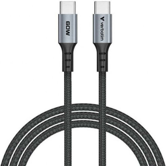 Verbatim Geflochtenes USB 2.0 Kabel USB-C männlich - USB-C 60W PD Schwarz 1.2m 31845