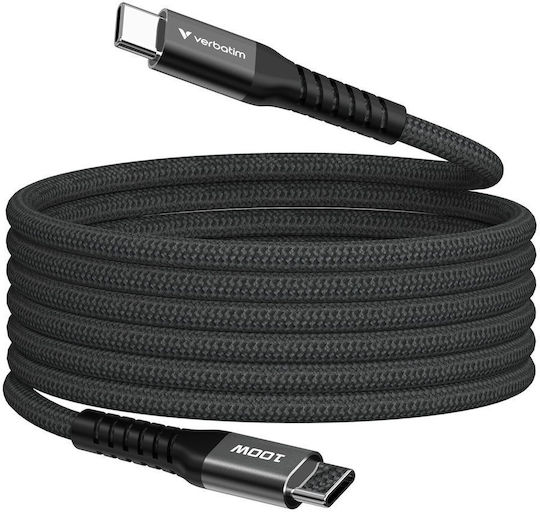 Verbatim Braided USB 2.0 Cable USB-C male - USB-C 100W PD Μαύρο 1.2m 31863