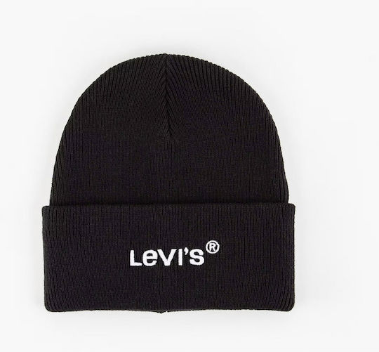 Beanie Unisex Σκούφος Πλεκτός σε Μαύρο χρώμα