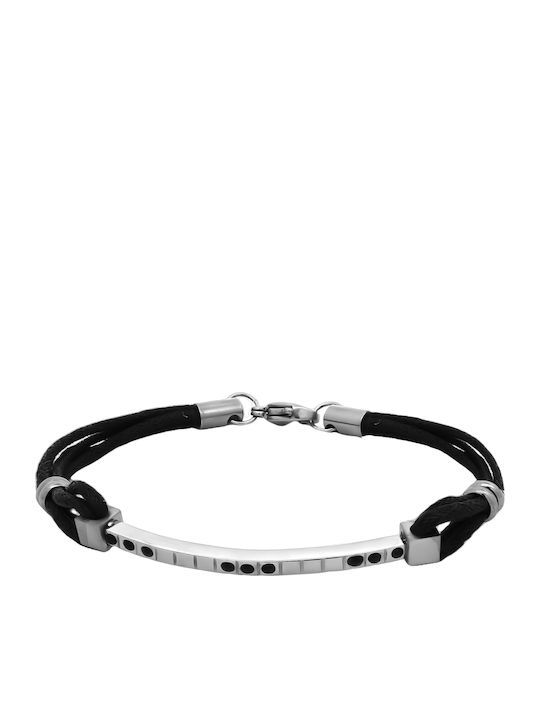 Herrenarmband Edelstahl Zirkon & Baumwollkordel 21,5 cm Tribute 0230368201