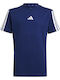 Kinder-T-Shirt Blau Essentials 3-Stripes