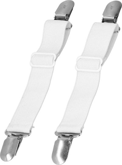 Set 2 Elastische Gurte Befestigung von Bettlaken Zola Verstellbare Länge 50-100 cm Weiß