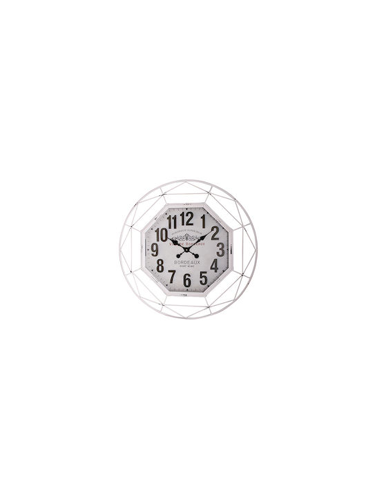 Etoile Wall Clock Metallic White 60x7cm
