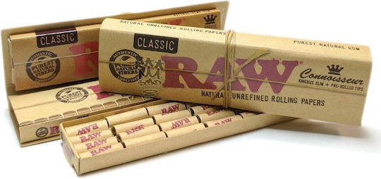 Raw Cigarette Rolling Papers Slim King Size with Cone Tips 1pcs