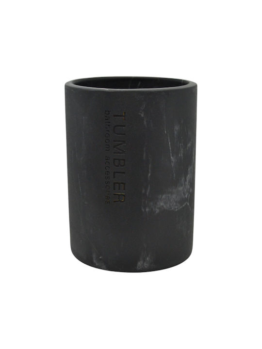 Polyester Tumbler Holder Black Color Marble Look 7.5x7.5x10.7cm Ankor 842353