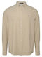 Langärmlig Leinen Hemd Gestreift Beige