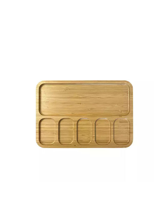 KMT Style Shallow Rectangular Wooden Beige Serving Plate 23x32cm