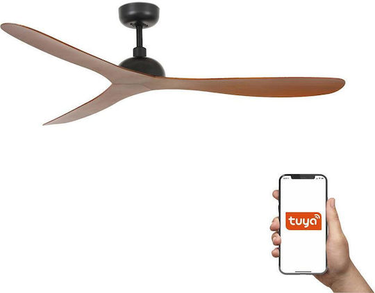 Faro Barcelona Gotland M TUYA Ventilator De Tavan 132cm Negru/Nuc