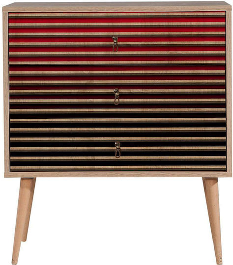 Συρταριέρα Κρεβατοκάμαρας Ξύλινη Trio Multi-red 80x40x90εκ.